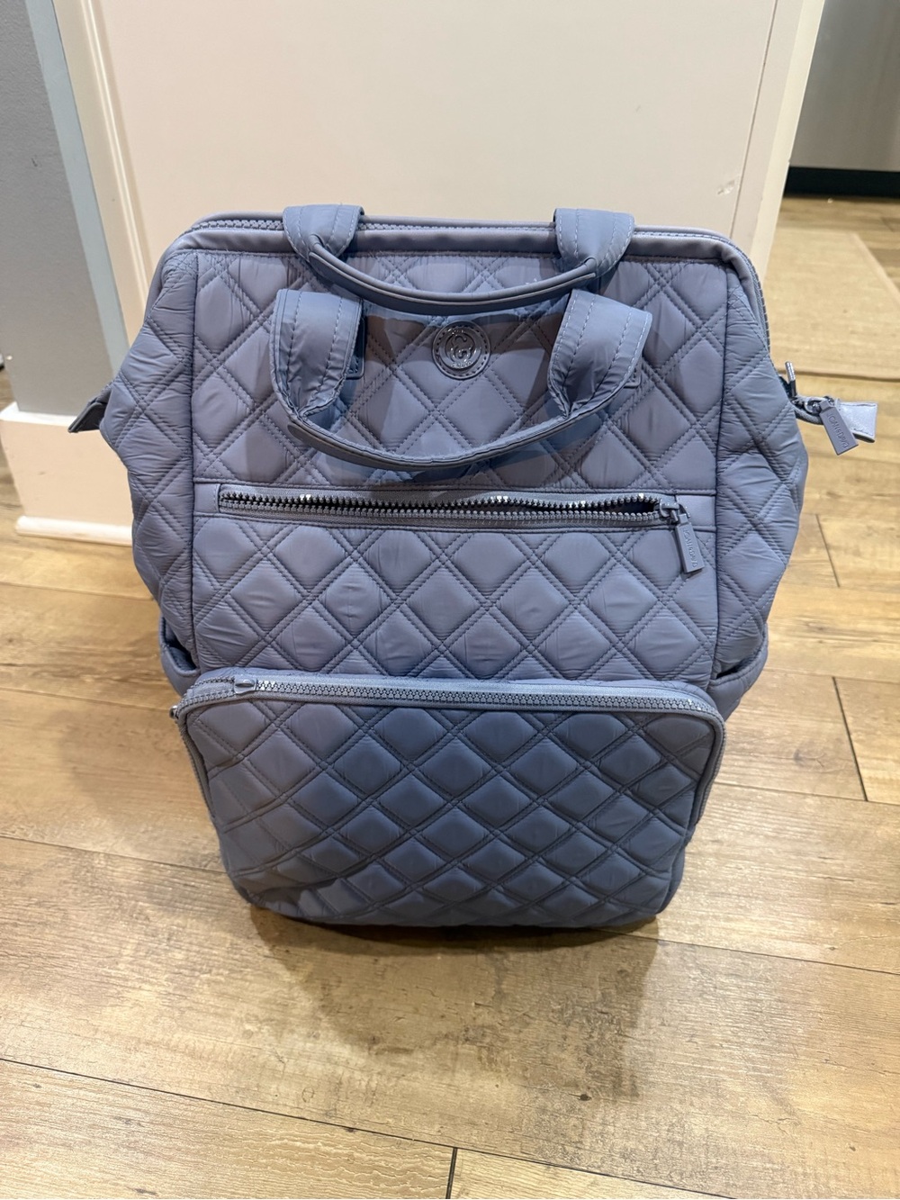 Quilted Everyday Backpack Tote - Slate Blue